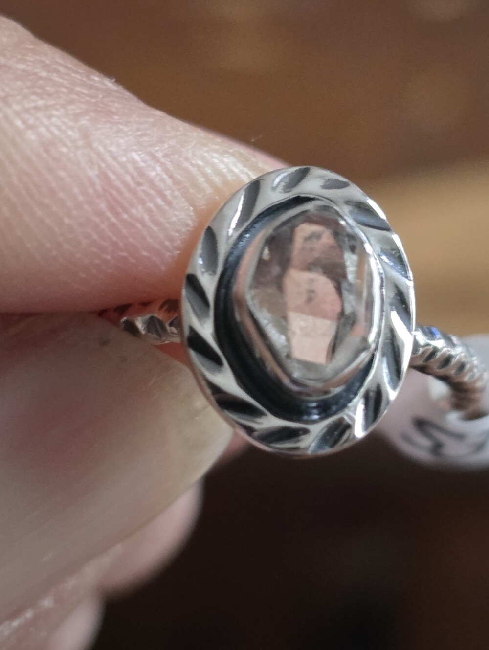 Sterling Silver Herkimer Crystal Oval Ring